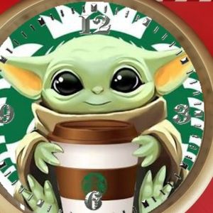 Baby yoda drinks star bucks